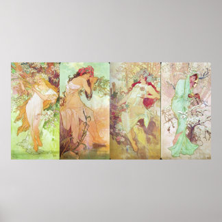 Affiche Four Seasons par Alfons Mucha, 1896