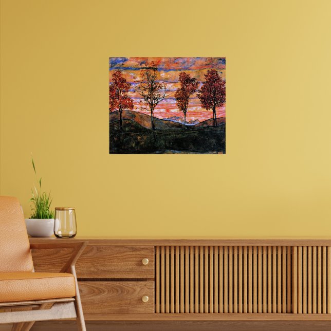 Affiche Four Trees, art d'Egon Schiele, (Salon 2)