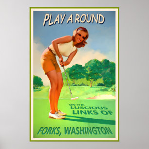 Affiche FOURCHES WASHINGTON-Kristen Stewart Golf Putt Épin