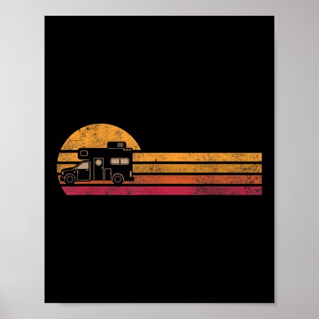 Affiche Fourgonnette de campeur de style vintage silhouett (Devant)