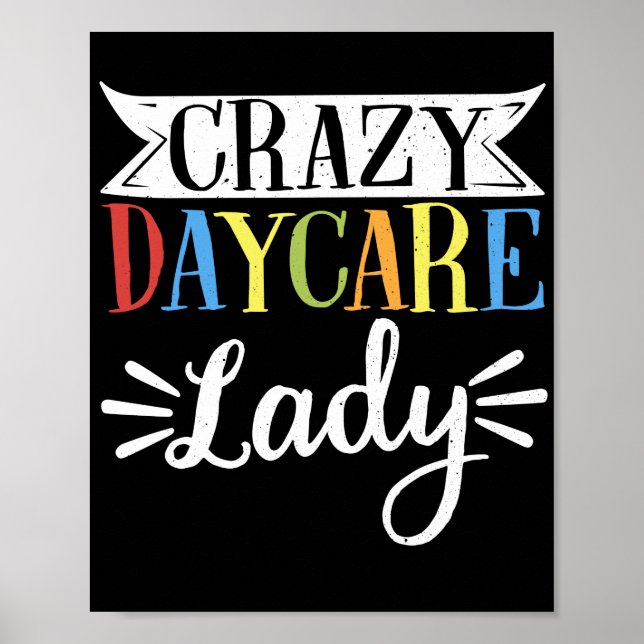 Affiche Fournisseur de garde d'enfants Crazy garderie Lady (Devant)