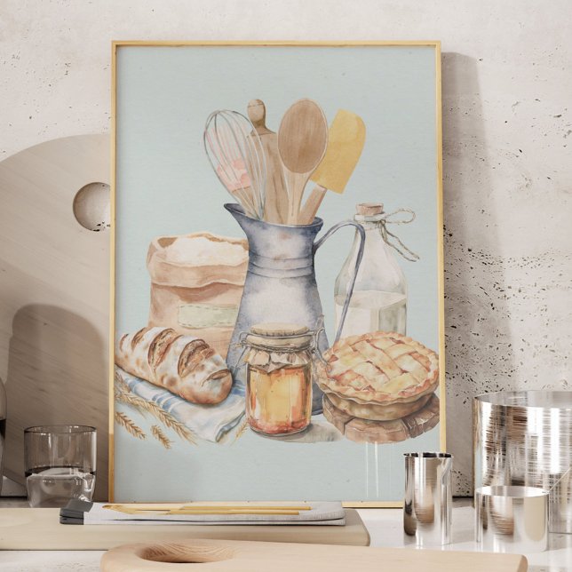 Affiche Fournitures de cuisine à l'aquarelle Ustensiles de (In situ)