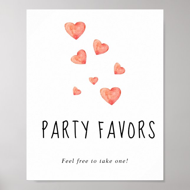 Affiche Fournitures de fête pour filles avec cœurs à l'aqu (Devant)