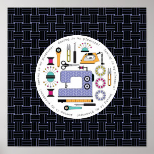 Affiche Fournitures et outils de couture modernes Motif