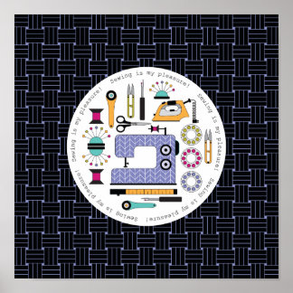 Affiche Fournitures et outils de couture modernes Motif