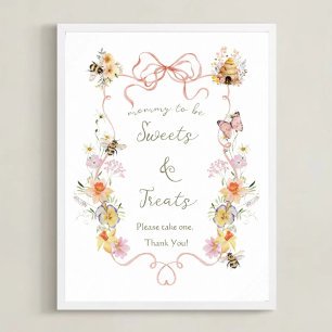 Affiche Fournitures pour Baby Shower "Maman abeille" à l'a