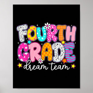 Affiche Fourth 4th Grade Dream Team Teachers Kid Back To S