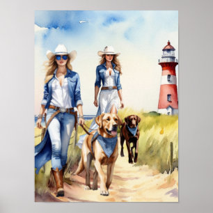Affiche Foutaise côtière - Deux marcheurs de chiens