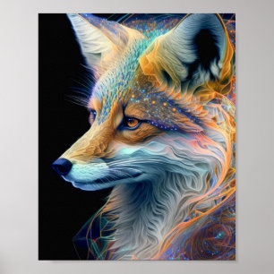 Affiche Fox Animal Portrait Nature Faune Peinture