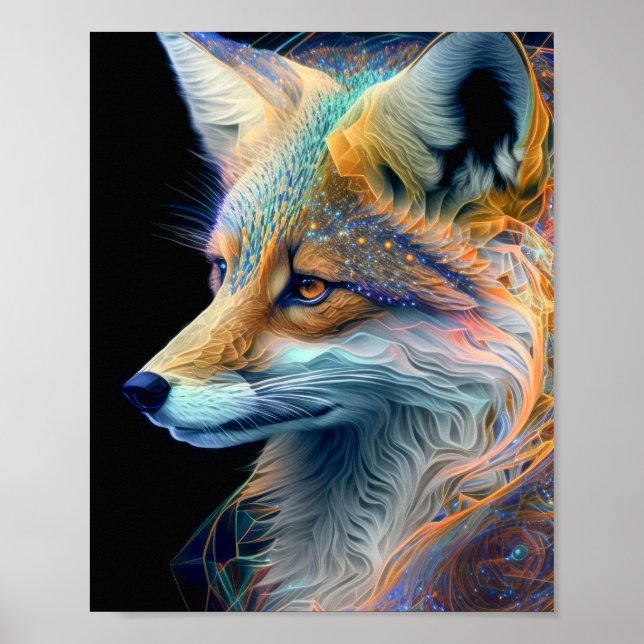 Affiche Fox Animal Portrait Nature Faune Peinture (Devant)