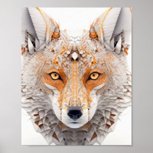 Affiche Fox Animal Portrait Nature Faune Peinture
