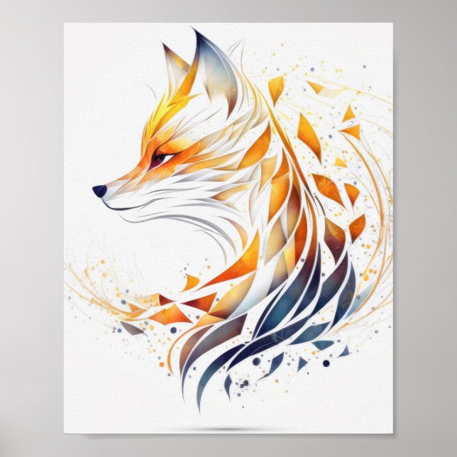 Affiche Fox Animal Portrait Nature Faune Peinture (Devant)
