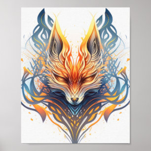 Affiche Fox Animal Portrait Nature Faune Peinture