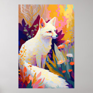 Affiche Fox Animal Portrait Peinture Faune Art Extérieur