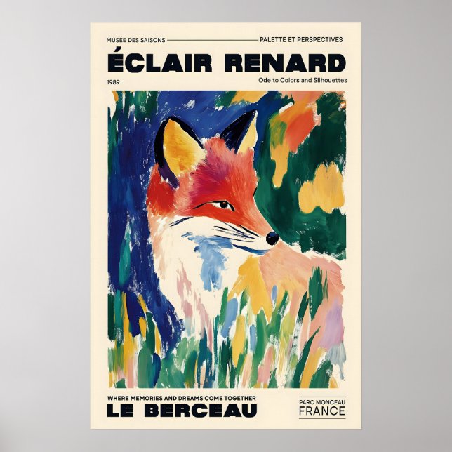 Affiche Fox Art Print Éclair Renard French Exhibition (Devant)