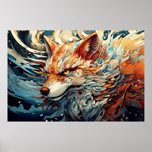 Affiche Fox Colorful Animal Enchanter Abstrait (Devant)