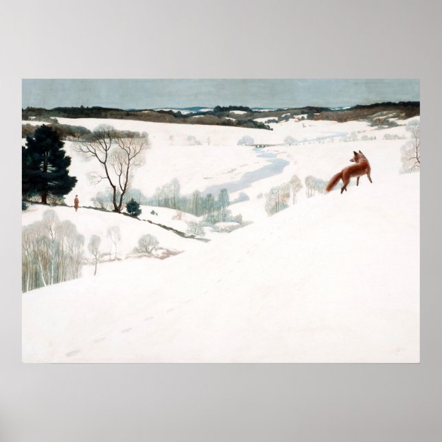 Affiche Fox dans la neige, 1935 par Newell Convers Wyeth (Devant)
