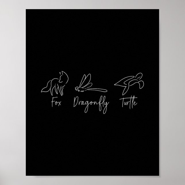 Affiche Fox Dragonfly Turtle Trump Meme Minimalist  (Devant)