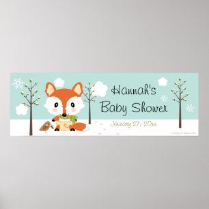 AFFICHE FOX HIVER EN BANNIÈRE BABY SHOWER DIAPER