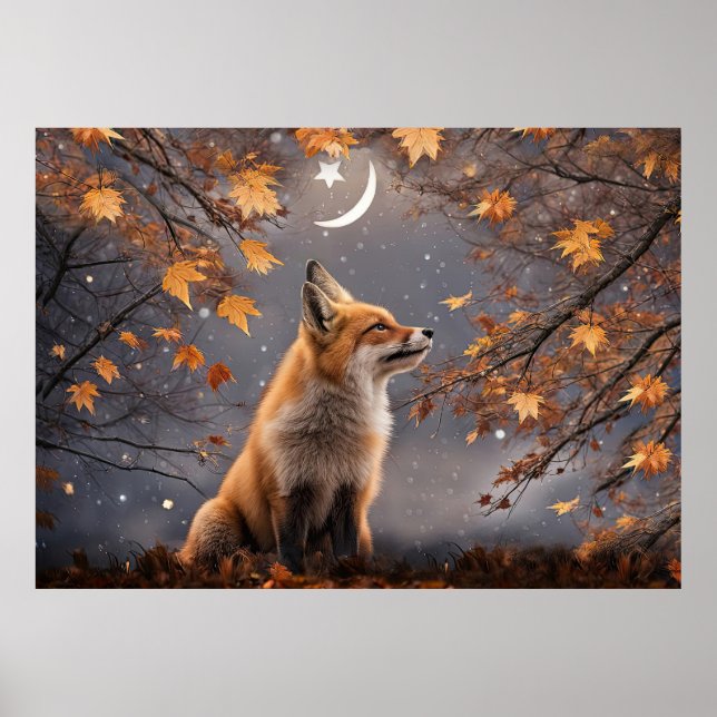 Affiche Fox in Autumn Colors Mystical Magical Pretty (Devant)