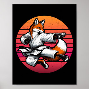 Affiche Fox Karate Cartoon Retro Sunset Girls Garçons Enfa