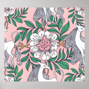 Affiche Fox Motif : Vintage lunatique sans couture