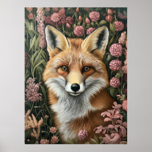 Affiche Fox Parmi Les Blooms Du Printemps