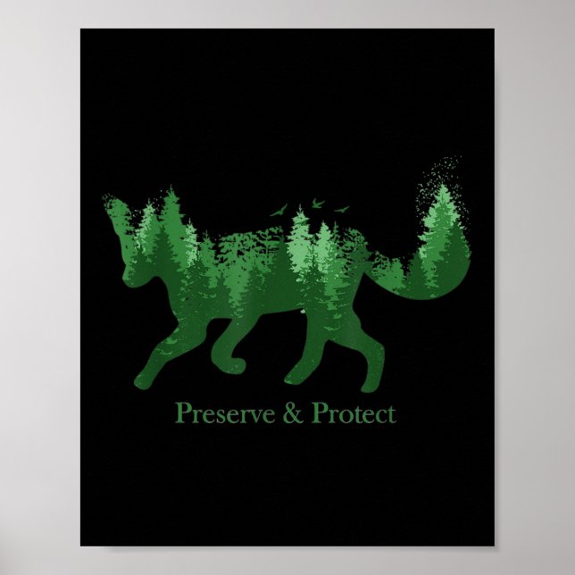Affiche Fox Silhouette Preserve &amp; Protect Environmenta (Devant)