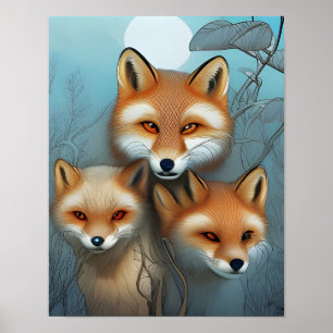 Affiche Foxes de la mère et du bébé