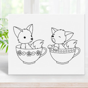 Affiche Foxes de teacup - Bébé Animaux dans une Coupe Colo