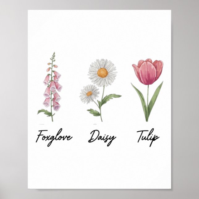 Affiche Foxglove Daisy Tulip Floral (Devant)
