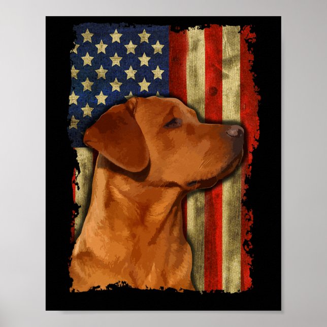 Affiche Foxred Labrador Retriever Us Flag Fox Red Labrador (Devant)