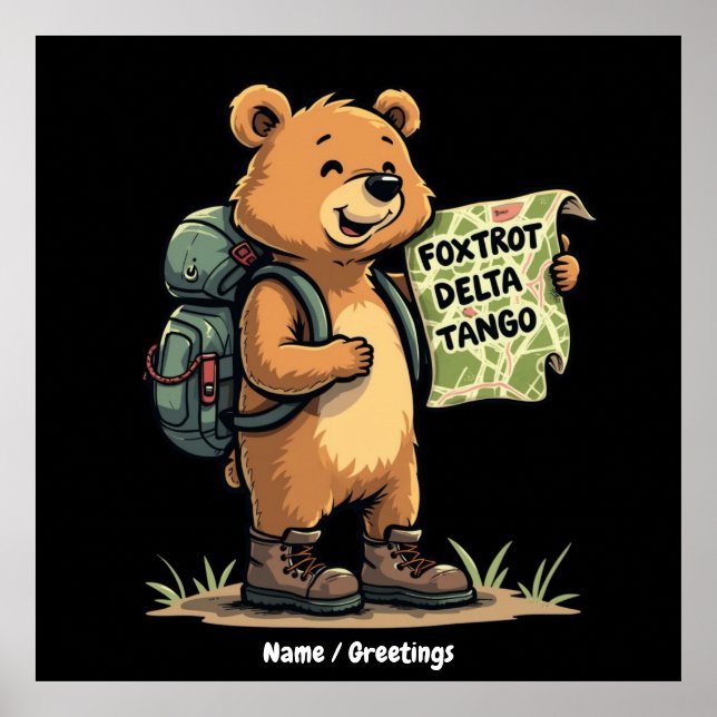 Affiche Foxtrots Deltas Tangos Funny Ours Retro Graphisme (Devant)