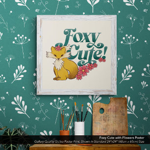 Affiche Foxy Cute avec Fleurs