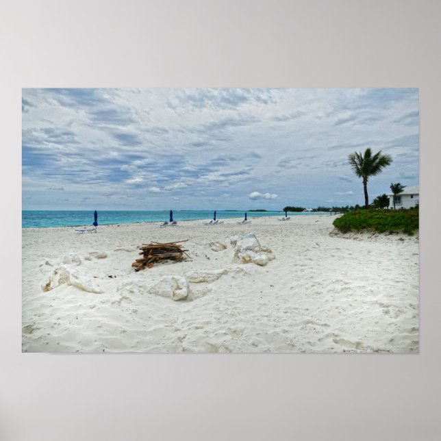Affiche Foyer de feu de la plage des Bahamas (Devant)