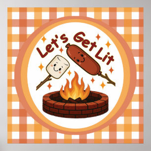 Affiche Foyer Let’s Get Lit – Joli Marshmallow & Hot Dog