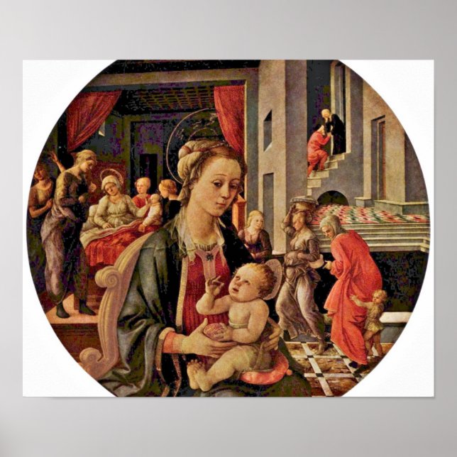 Affiche Fra Filippo Lippi - Vierge à l'enfant (Devant)