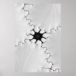 Affiche Fracked Black and White Cracked Fractal Abstract