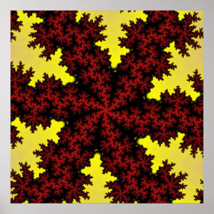 Affiche Fractage coloré rouge et jaune