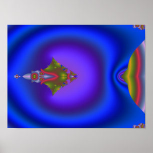 Affiche Fractal bleu profond