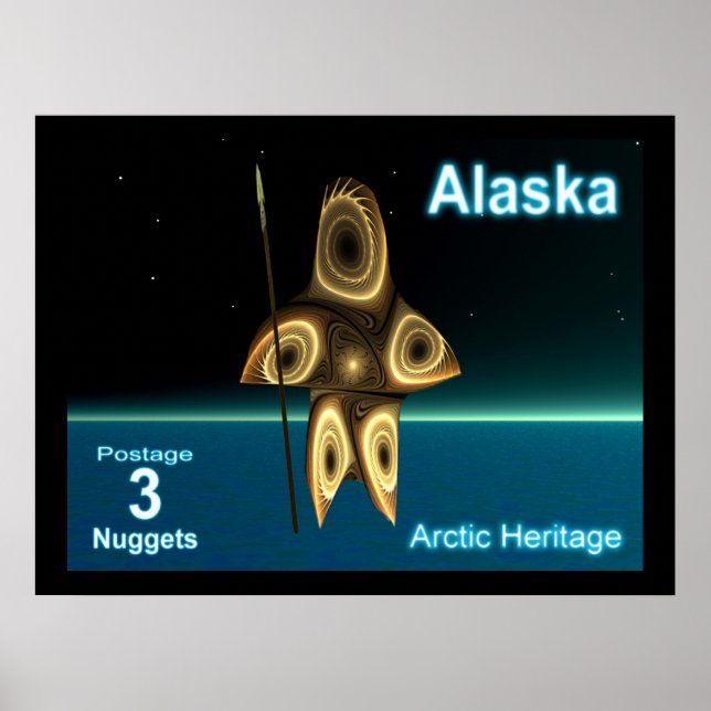 Affiche Fractal Inuit Hunter - Alaska Postage (Devant)