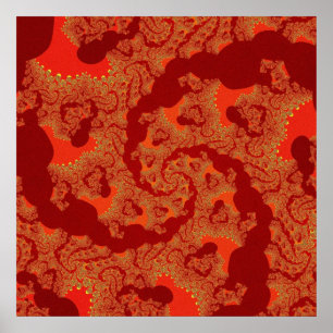 Affiche Fractal rouge et orange coloré