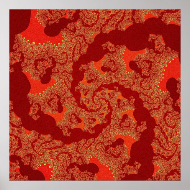 Affiche Fractal rouge et orange coloré (Devant)
