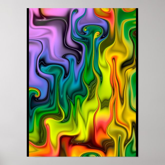 Affiche Fractale Abstrait Coloré (Devant)