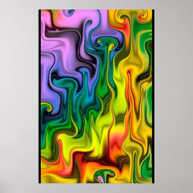 Affiche Fractale Abstrait Coloré (Devant)