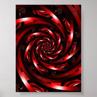 Affiche Fractale Abstrait Spirale Cramoisi