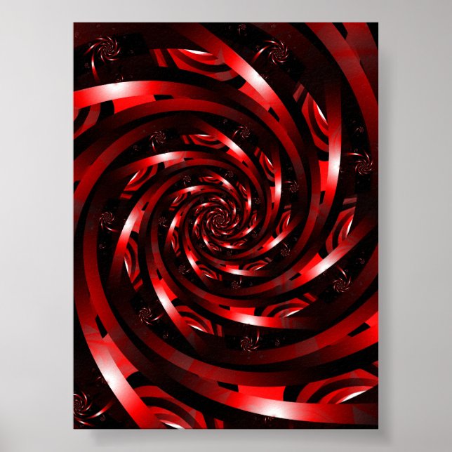 Affiche Fractale Abstrait Spirale Cramoisi (Devant)