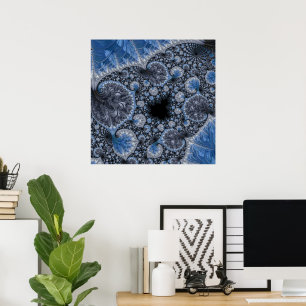 Affiche Fractale Abstraite Bleu Noir