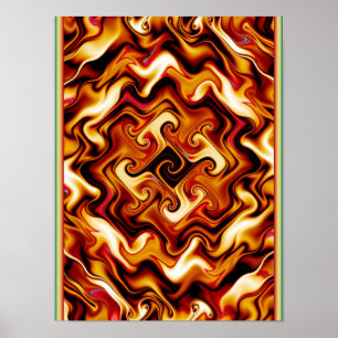 Affiche Fractale de feu tourbillonnant