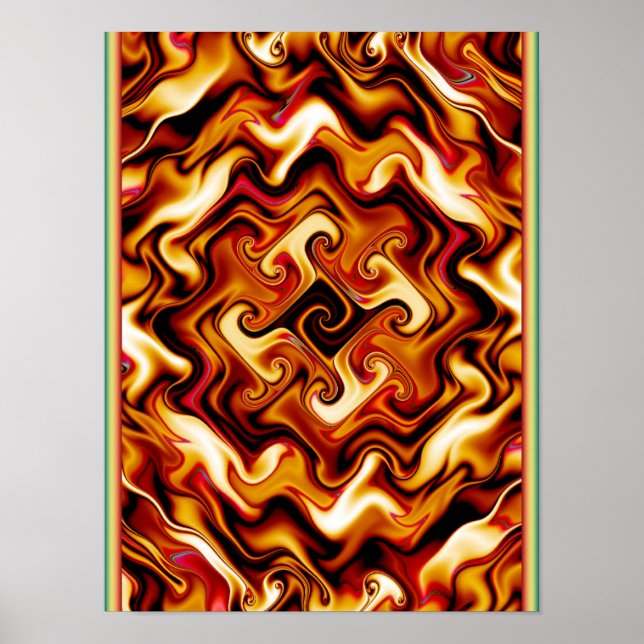 Affiche Fractale de feu tourbillonnant (Devant)